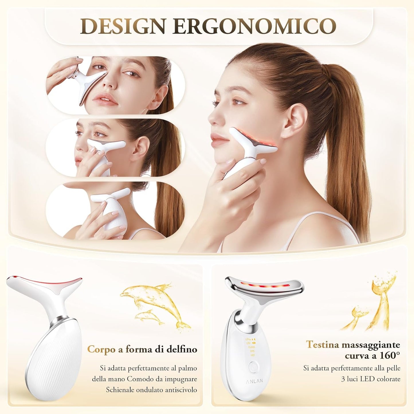 Dispositivo Bellezza Antirughe – Terapia Luce e Massaggio Viso 45°C